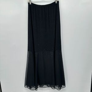Vintage Y2K‎ JR Nites Maxi Skirt Size 14 Black Beaded Fairy Whimsigoth USA